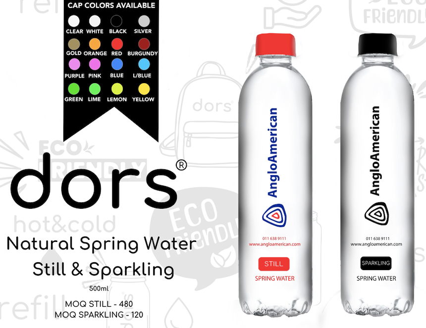 Personalise your branded Spring water with dors?