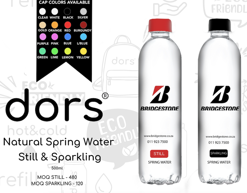 Personalise your branded Spring water with dors?