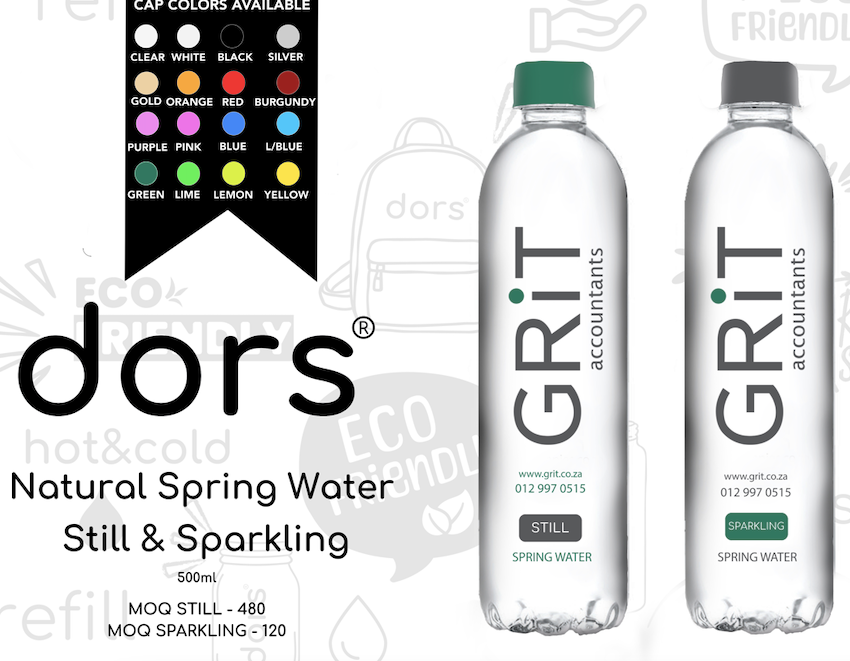 Personalise your branded Spring water with dors?