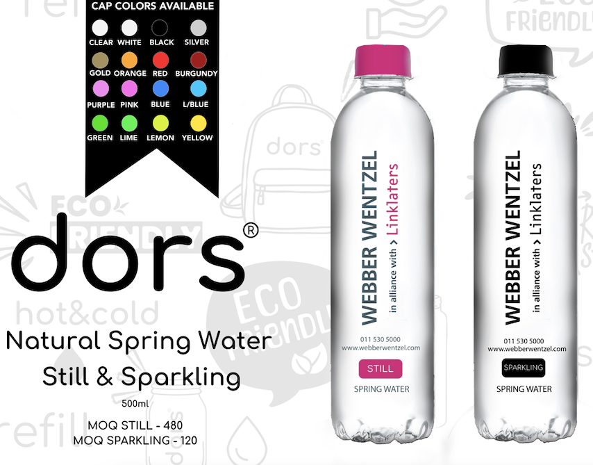 Personalise your branded Spring water with dors?